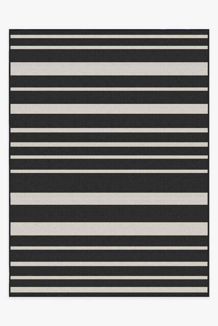 Sailmaker Stripe Black Outdoor Rug - 275x365 - Machine Washable Area Rug - Kid & Pet Friendly - Indoor Rugs - Ruggable - image 1