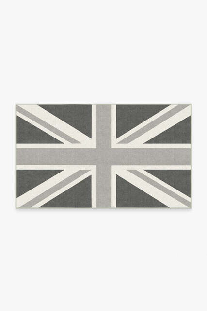 UK Flag Grey Tufted Rug - 90x150 - Machine Washable Area Rug - Kid & Pet Friendly - Indoor Rugs - Ruggable