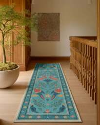 Birds Of A Feather Aqua Flatwoven Rug by Iris Apfel - 305x425 - Machine Washable Area Rug - Kid & Pet Friendly - Indoor Rugs - Ruggable - thumbnail 2