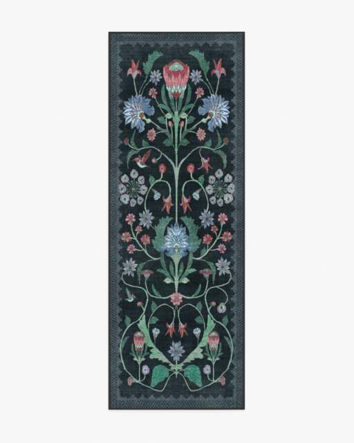 Protea Charcoal Rug by Iris Apfel - 75x215 - Machine Washable Area Rug - Kid & Pet Friendly - Indoor Rugs - Ruggable - image 1