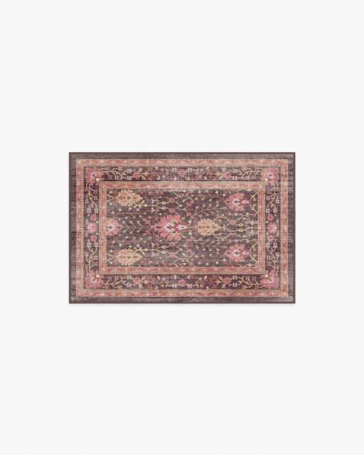 Serafina Coral & Burgundy Flatwoven Rug - 60x90 - Machine Washable Area Rug - Kid & Pet Friendly - Indoor Rugs - Ruggable - image 1
