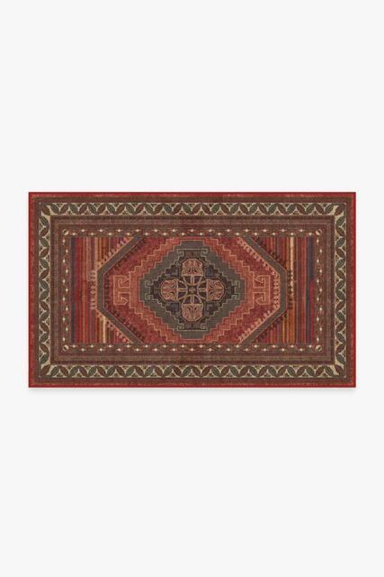 Mandalore Scarlet Red Flatwoven Rug - 90x150 - Machine Washable Area Rug - Kid & Pet Friendly - Indoor Rugs - Ruggable - image 1