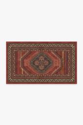 Mandalore Scarlet Red Flatwoven Rug - 90x150 - Machine Washable Area Rug - Kid & Pet Friendly - Indoor Rugs - Ruggable - thumbnail 1