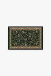 Bird & Pomegranate Teal Green Flatwoven Rug by Morris & Co. - 60x90 - Machine Washable Area Rug - Kid & Pet Friendly - Indoor Rugs - Ruggable - thumbnail 1