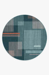 Quadra Teal Tufted Rug - 245 Round - Machine Washable Area Rug - Kid & Pet Friendly - Indoor Rugs - Ruggable - thumbnail 1