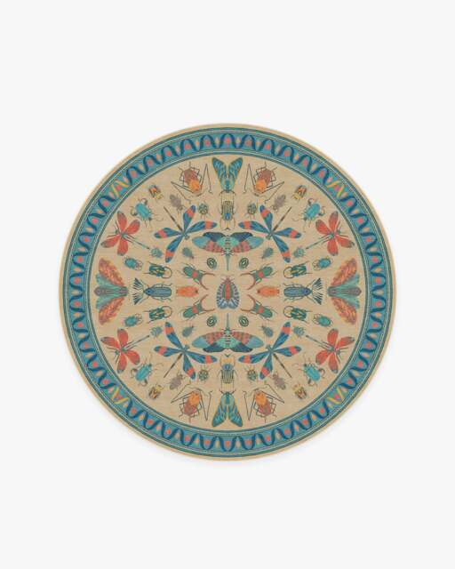 Flutterby Multicolor Rug by Iris Apfel - 185 Round - Machine Washable Area Rug - Kid & Pet Friendly - Indoor Rugs - Ruggable