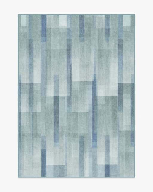 Solar Drift Silver Blue Flatwoven Rug - 150x215 - Machine Washable Area Rug - Kid & Pet Friendly - Indoor Rugs - Ruggable - image 1