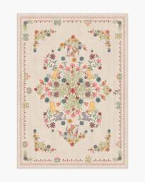 Friendship Garden Cream Multicolour Rug Beige - 150x215 - Machine Washable Area Rug - Kid & Pet Friendly - Indoor Rugs - Ruggable - thumbnail 1