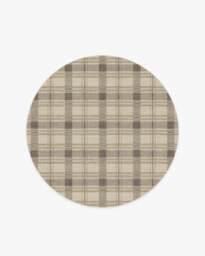 Piper Plaid Neutral Flatwoven Rug - 185 Round - Machine Washable Area Rug - Kid & Pet Friendly - Indoor Rugs - Ruggable - thumbnail 1