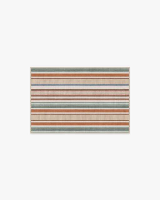 Tropez Stripe Red Multicolour Flatwoven Rug - 60x90 - Machine Washable Area Rug - Kid & Pet Friendly - Indoor Rugs - Ruggable - image 1