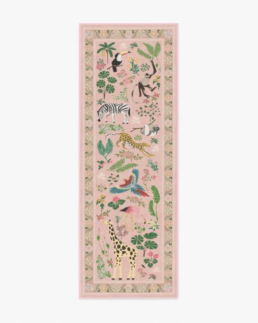 Jingle Jungle Soft Pink Rug by Iris Apfel - 75x215 - Machine Washable Area Rug - Kid & Pet Friendly - Indoor Rugs - Ruggable - image 1