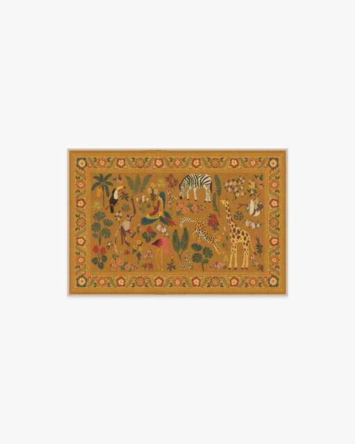 Jingle Jungle Ochre Flatwoven Rug by Iris Apfel Orange - 60x90 - Machine Washable Area Rug - Kid & Pet Friendly - Indoor Rugs - Ruggable - image 1