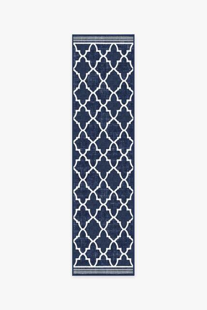Varia Trellis Royal Blue Outdoor Rug - 75x305 - Machine Washable Area Rug - Kid & Pet Friendly - Indoor Rugs - Ruggable - image 1