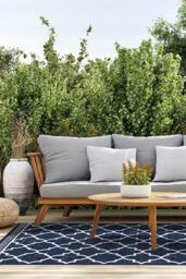 Varia Trellis Royal Blue Outdoor Rug - 75x305 - Machine Washable Area Rug - Kid & Pet Friendly - Indoor Rugs - Ruggable - thumbnail 2