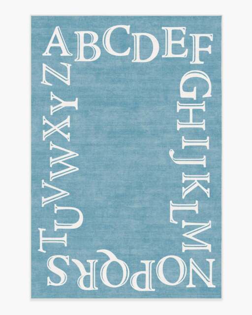 Easy as ABC Slate Blue Rug - 185x275 - Machine Washable Area Rug - Kid & Pet Friendly - Indoor Rugs - Ruggable - image 1