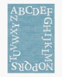Easy as ABC Slate Blue Rug - 185x275 - Machine Washable Area Rug - Kid & Pet Friendly - Indoor Rugs - Ruggable