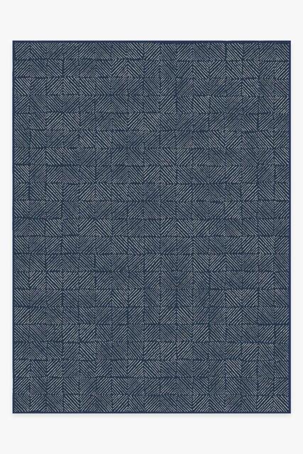 Parquet Navy Outdoor Rug - 275x365 - Machine Washable Area Rug - Kid & Pet Friendly - Indoor Rugs - Ruggable - image 1