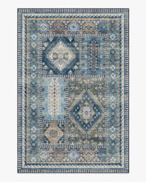 Rumi Blue Rug - 185x275 - Machine Washable Area Rug - Kid & Pet Friendly - Indoor Rugs - Ruggable - thumbnail 1