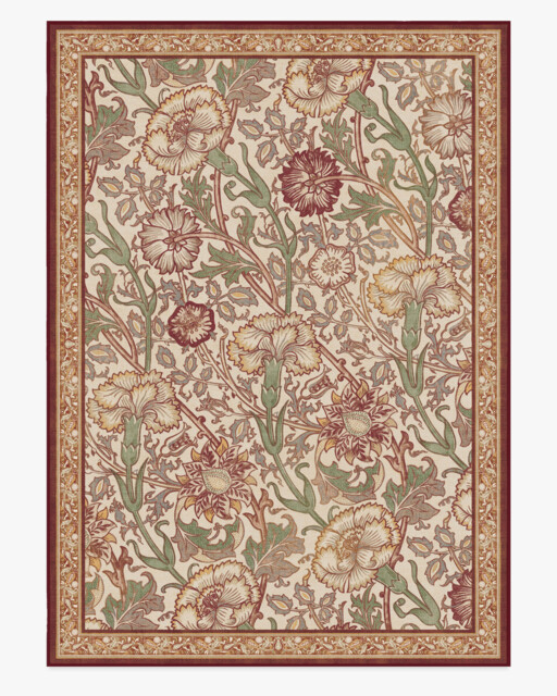 Pink & Rose Burgundy Flatwoven Rug by Morris & Co. - 305x425 - Machine Washable Area Rug - Kid & Pet Friendly - Indoor Rugs - Ruggable - image 1