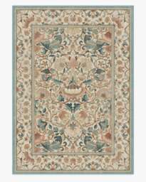 Lodden Soft Rose & Teal Flatwoven Rug by Morris & Co. - 305x425 - Machine Washable Area Rug - Kid & Pet Friendly - Indoor Rugs - Ruggable