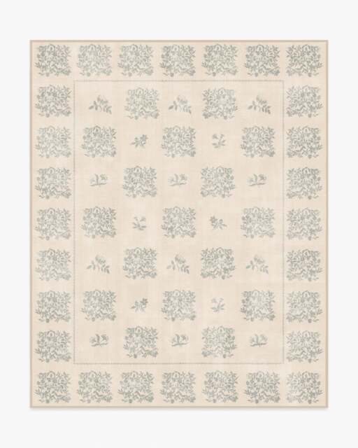 Iona Cream & Sage Green Rug - 245x305 - Machine Washable Area Rug - Kid & Pet Friendly - Indoor Rugs - Ruggable - image 1