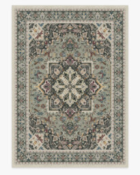 Hendesi Heriz Sage Flatwoven Rug - 305x425 - Machine Washable Area Rug - Kid & Pet Friendly - Indoor Rugs - Ruggable - thumbnail 1