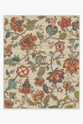 Frida Floral Natural Flatwoven Rug - 245x305 - Machine Washable Area Rug - Kid & Pet Friendly - Indoor Rugs - Ruggable - thumbnail 1