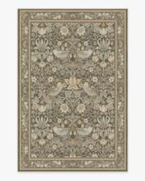 Strawberry Thief Stone Gold Rug by Morris & Co. - 185x275 - Machine Washable Area Rug - Kid & Pet Friendly - Indoor Rugs - Ruggable