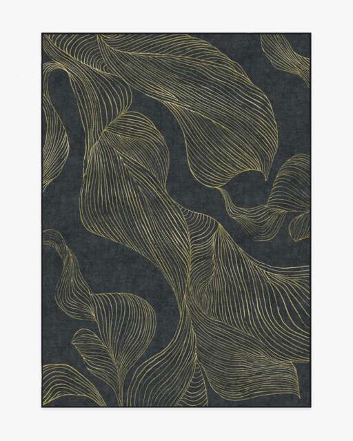 Sana Black & Gold Rug - 150x215 - Machine Washable Area Rug - Kid & Pet Friendly - Indoor Rugs - Ruggable - image 1