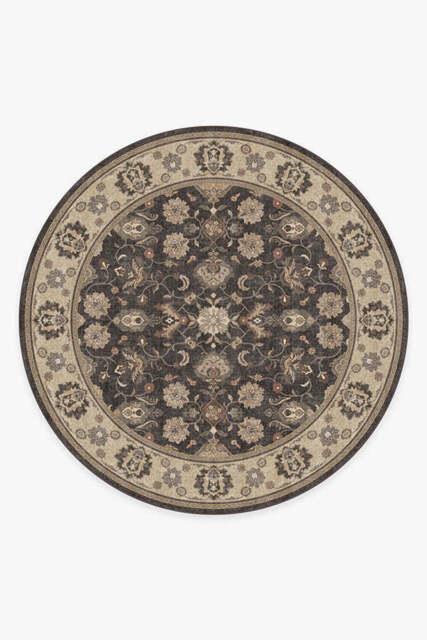 Odette Dark Wood Rug Black - 245 Round - Machine Washable Area Rug - Kid & Pet Friendly - Indoor Rugs - Ruggable - image 1