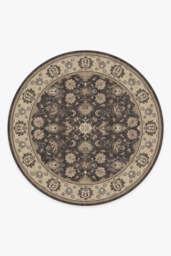 Odette Dark Wood Rug Black - 245 Round - Machine Washable Area Rug - Kid & Pet Friendly - Indoor Rugs - Ruggable - thumbnail 1