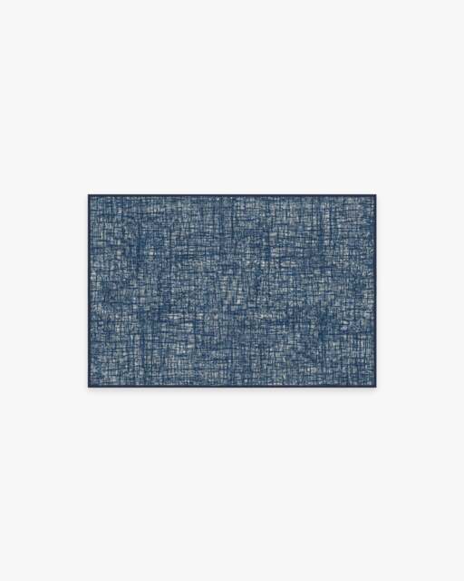 Crosshatch Sapphire Rug - 60x90 - Machine Washable Area Rug - Kid & Pet Friendly - Indoor Rugs - Ruggable - image 1