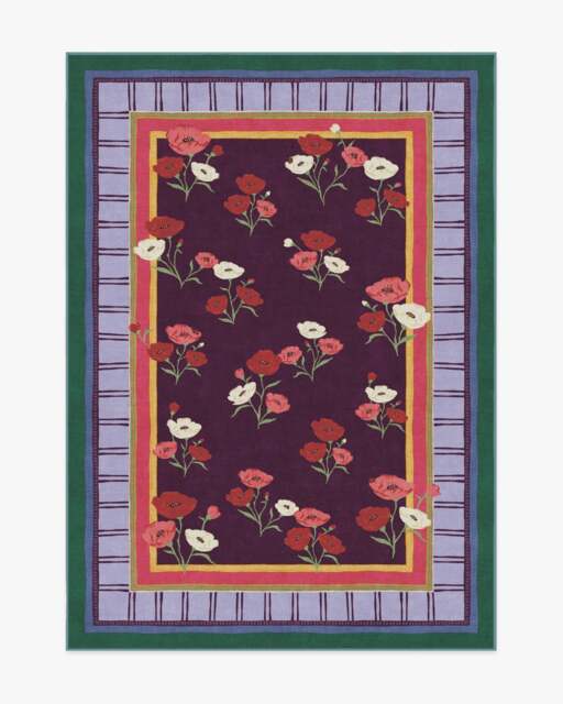 Ambroeus Royal Plum Rug by Iris Apfel Purple - 150x215 - Machine Washable Area Rug - Kid & Pet Friendly - Indoor Rugs - Ruggable - image 1