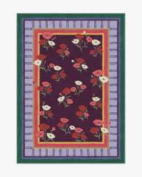 Ambroeus Royal Plum Rug by Iris Apfel Purple - 150x215 - Machine Washable Area Rug - Kid & Pet Friendly - Indoor Rugs - Ruggable - thumbnail 1