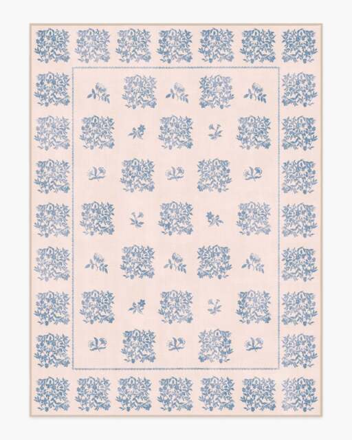 Iona Cream & Blue Flatwoven Rug - 275x365 - Machine Washable Area Rug - Kid & Pet Friendly - Indoor Rugs - Ruggable - image 1