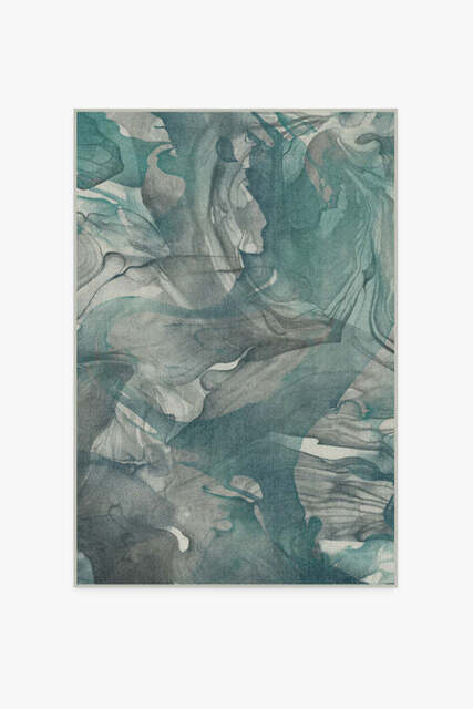 Aurora Teal Grey Rug - 120x185 - Machine Washable Area Rug - Kid & Pet Friendly - Indoor Rugs - Ruggable - image 1