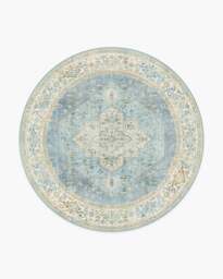 Santiago Blue & Cream Rug - 245 Round - Machine Washable Area Rug - Kid & Pet Friendly - Indoor Rugs - Ruggable