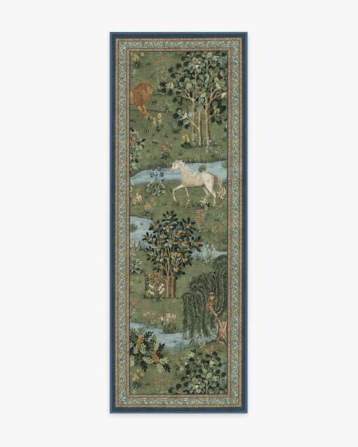 Owl & Willow Green Flatwoven Rug by Morris & Co. - 75x215 - Machine Washable Area Rug - Kid & Pet Friendly - Indoor Rugs - Ruggable - image 1