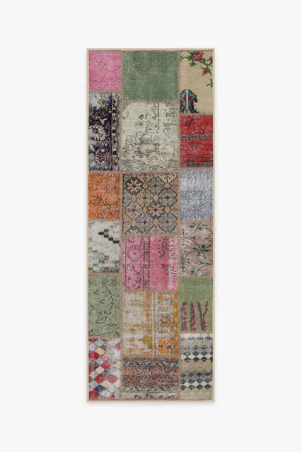 Patchwork Boho Flatwoven Rug Red - 75x215 - Machine Washable Area Rug - Kid & Pet Friendly - Indoor Rugs - Ruggable - image 1