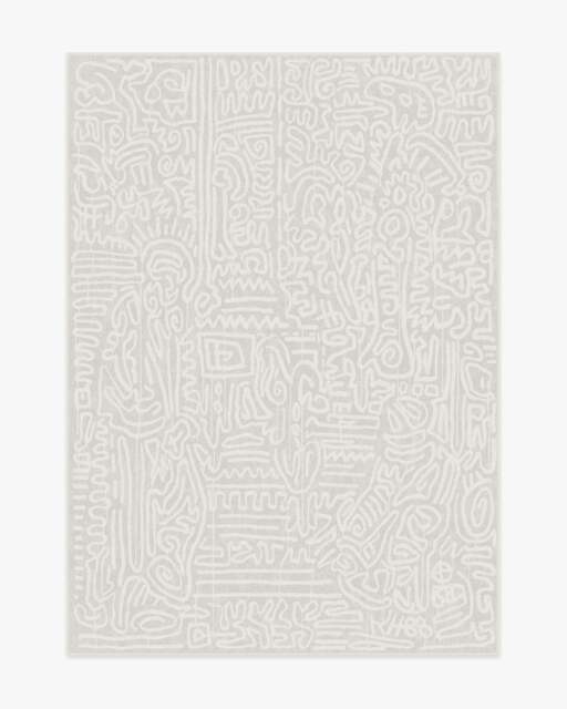 Freestyle Pearl Flatwoven Rug by Keith Haring White - 150x215 - Machine Washable Area Rug - Kid & Pet Friendly - Indoor Rugs - Ruggable - image 1