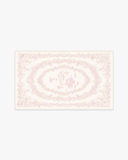 Bashful Bunny Toile Pink Flatwoven Rug - 90x150 - Machine Washable Area Rug - Kid & Pet Friendly - Indoor Rugs - Ruggable