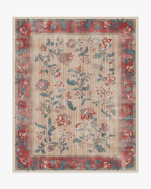 Lilou Currant & Teal Green Rug - 245x305 - Machine Washable Area Rug - Kid & Pet Friendly - Indoor Rugs - Ruggable - image 1