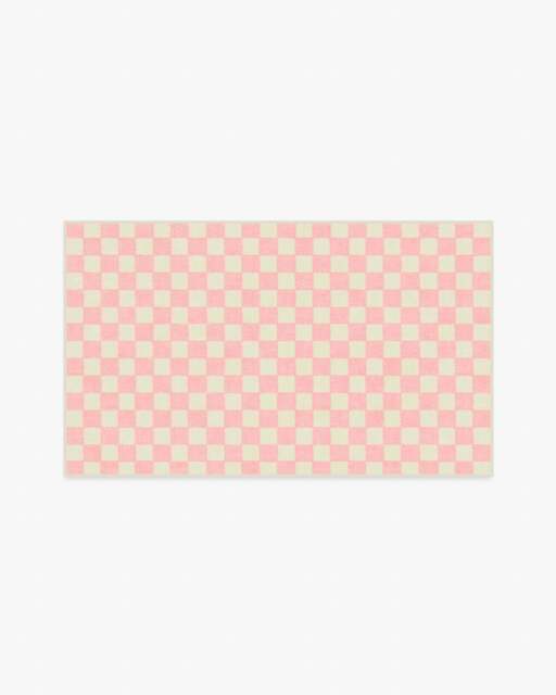 Letâs Play Checkers Pink Rug - 90x150 - Machine Washable Area Rug - Kid & Pet Friendly - Indoor Rugs - Ruggable - image 1