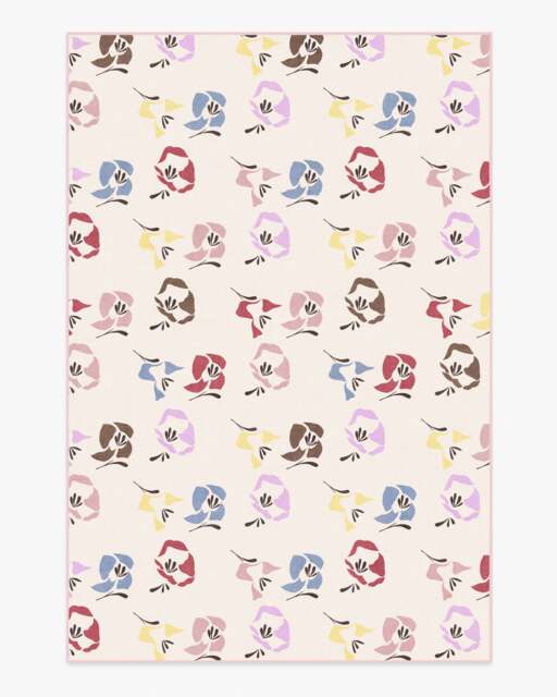 Helakka Cream Multicolour Flatwoven Rug by Marimekko Pink - 185x275 - Machine Washable Area Rug - Kid & Pet Friendly - Indoor Rugs - Ruggable - image 1