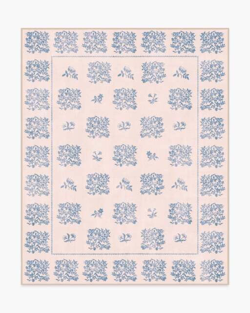 Iona Cream & Blue Rug - 245x305 - Machine Washable Area Rug - Kid & Pet Friendly - Indoor Rugs - Ruggable - image 1