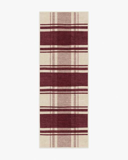 Easton Plaid Burgundy Rug - 75x215 - Machine Washable Area Rug - Kid & Pet Friendly - Indoor Rugs - Ruggable - image 1