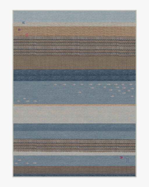 Dover Slate Blue & Natural Rug - 275x365 - Machine Washable Area Rug - Kid & Pet Friendly - Indoor Rugs - Ruggable - image 1
