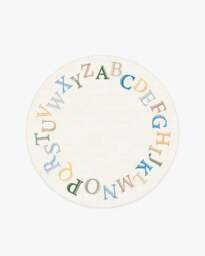 Easy as ABC Multicolour Rug Beige - 185 Round - Machine Washable Area Rug - Kid & Pet Friendly - Indoor Rugs - Ruggable