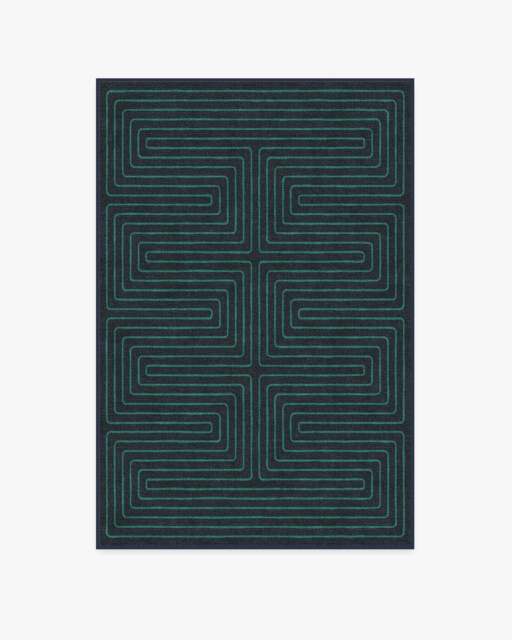 Labyrinth Navy & Teal Rug by Jonathan Adler - 120x185 - Machine Washable Area Rug - Kid & Pet Friendly - Indoor Rugs - Ruggable - image 1