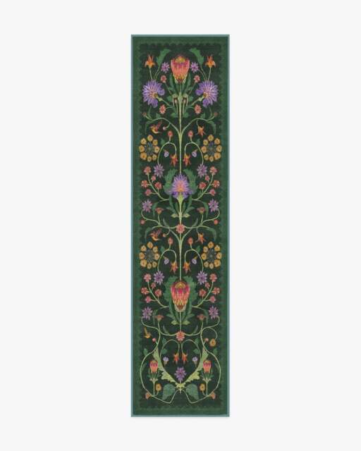 Protea Forest Green Rug by Iris Apfel - 75x305 - Machine Washable Area Rug - Kid & Pet Friendly - Indoor Rugs - Ruggable - image 1